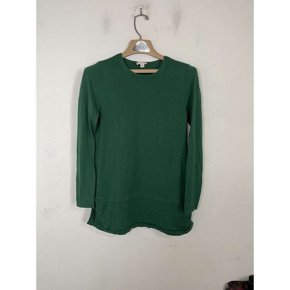 J Jill Womens Sweater Small Forest Green Washable Merino Wool Christmas Holiday‎